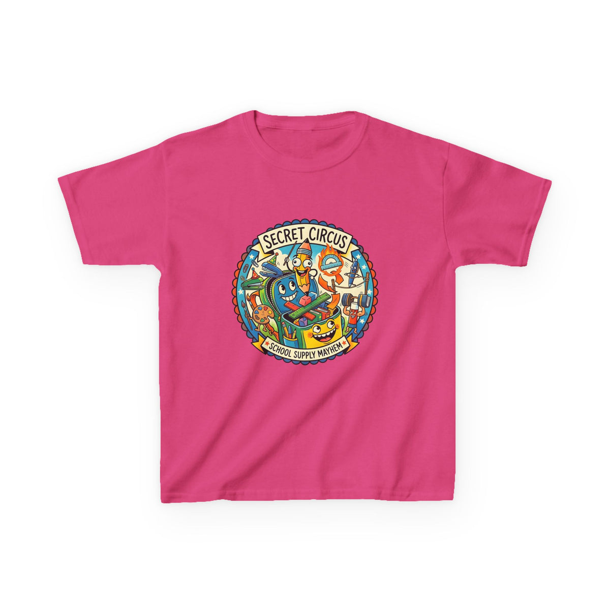 Kids Tee - Secret Circus School Supply Mayhem | Cartoon Fun