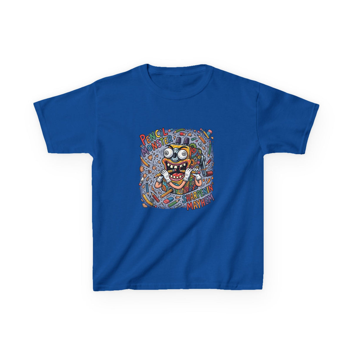 Kids Tee - Pencil Monster "Sharpenin' Mayhem" Cartoon | School