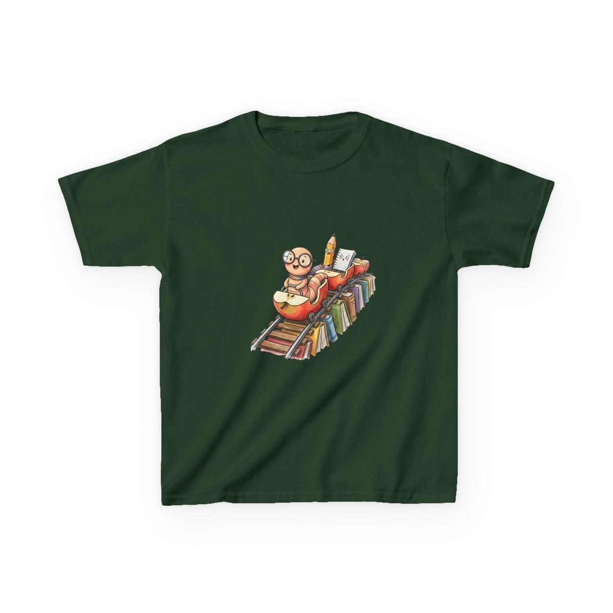 Kids Learning Train Tee - Whimsical Bookworm Education Shirt