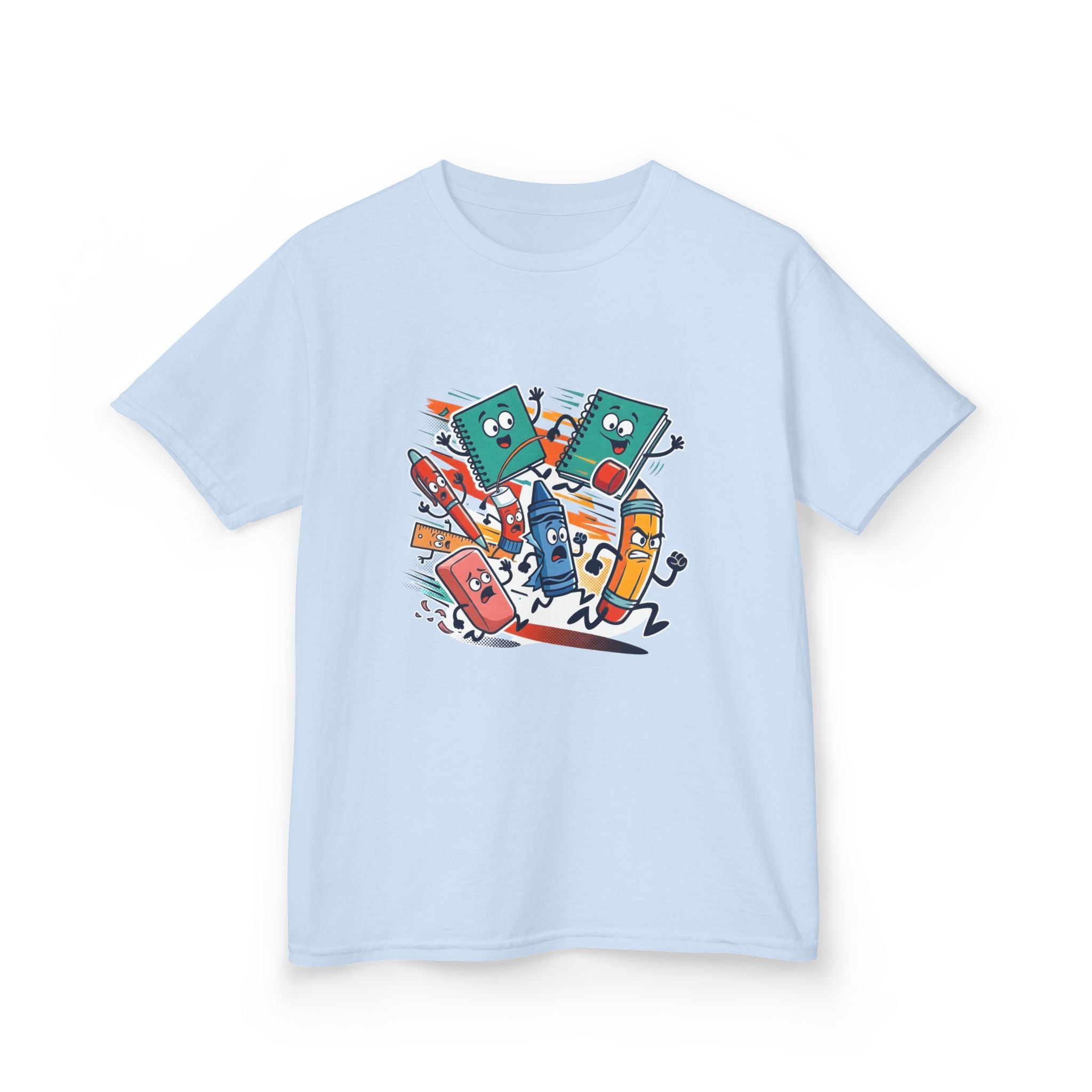 Kids Back to School Tee - Playful School Supplies Cartoon