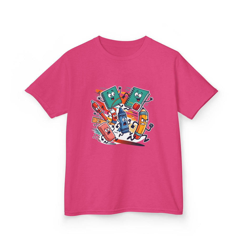 Kids Back to School Tee - Playful School Supplies Cartoon