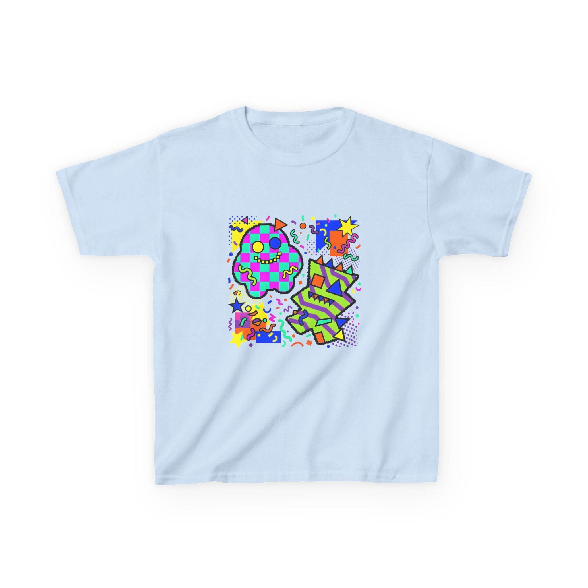 Kids Tee - Playful 90s Geometric Monsters | Retro Abstract