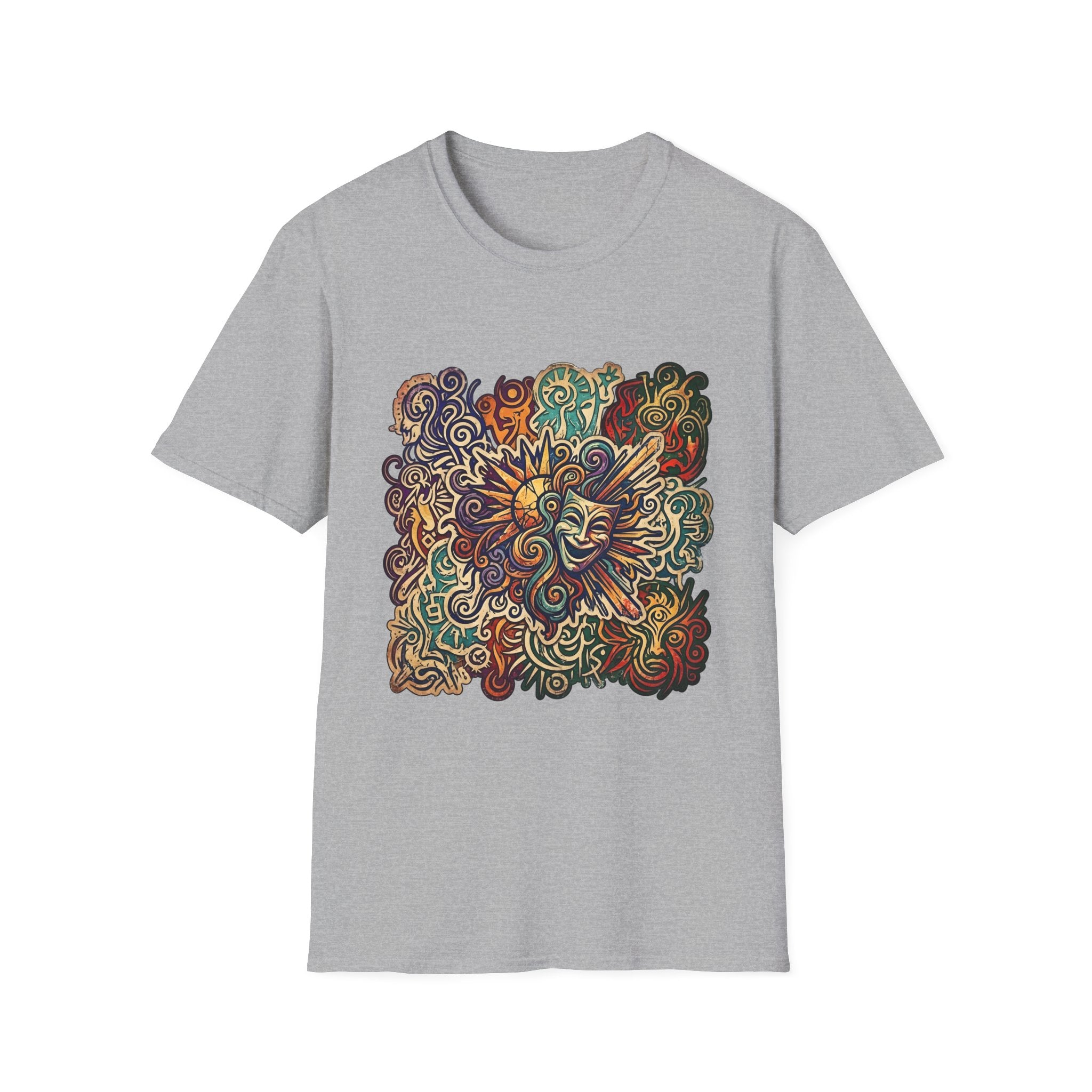 Unisex T-Shirt - Retro Psychedelic Theater Comedy Mask | Abstract Art