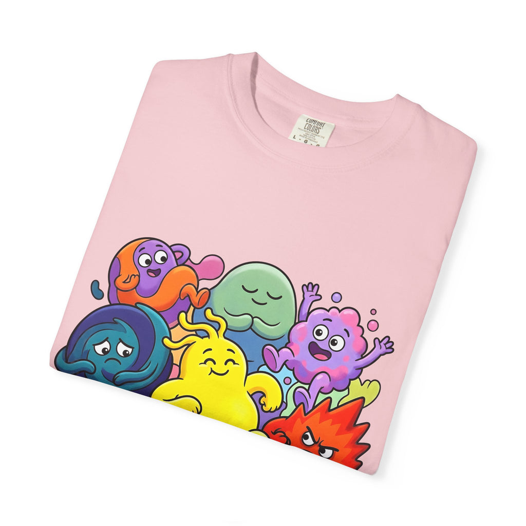 Unisex Garment-Dyed T-Shirt - Diverse Emotional Cartoon Creatures