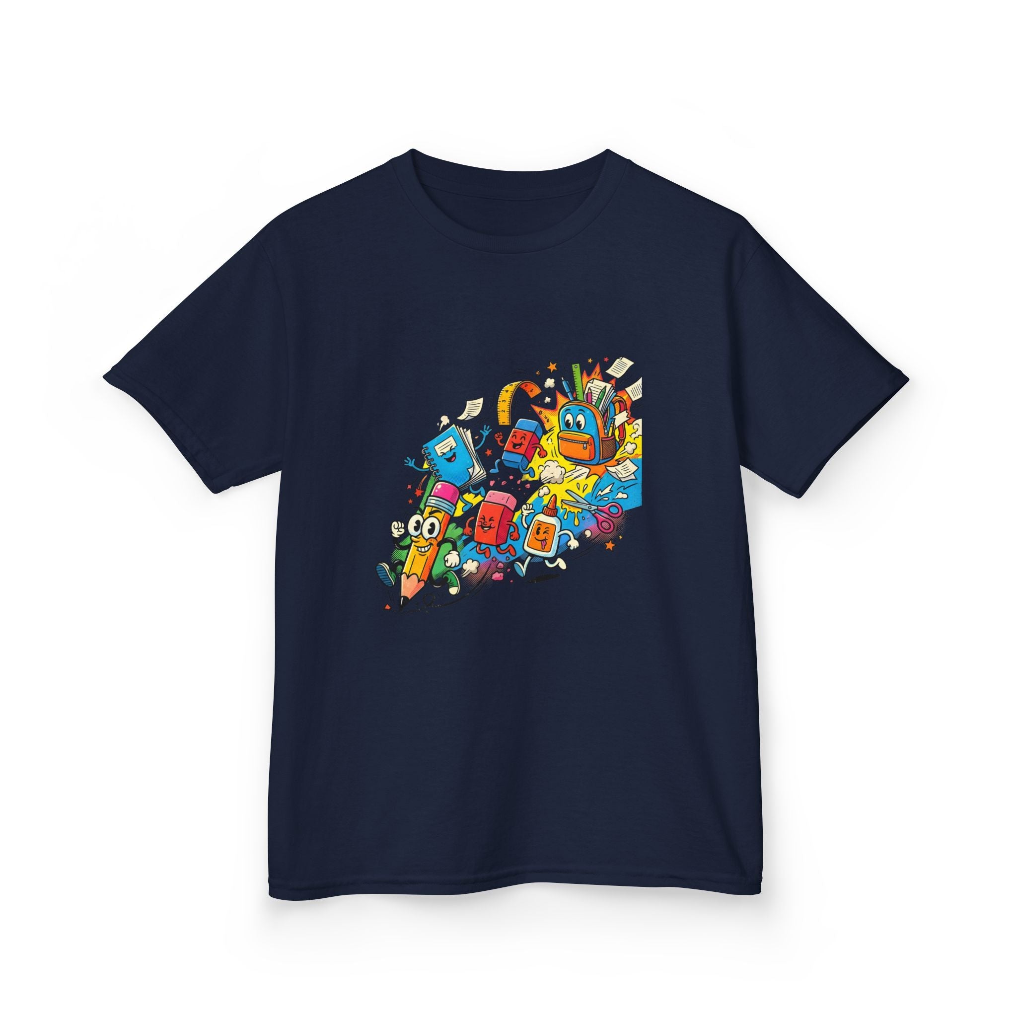 Kids Back to School 2026 Tee - Cartoon School Supplies