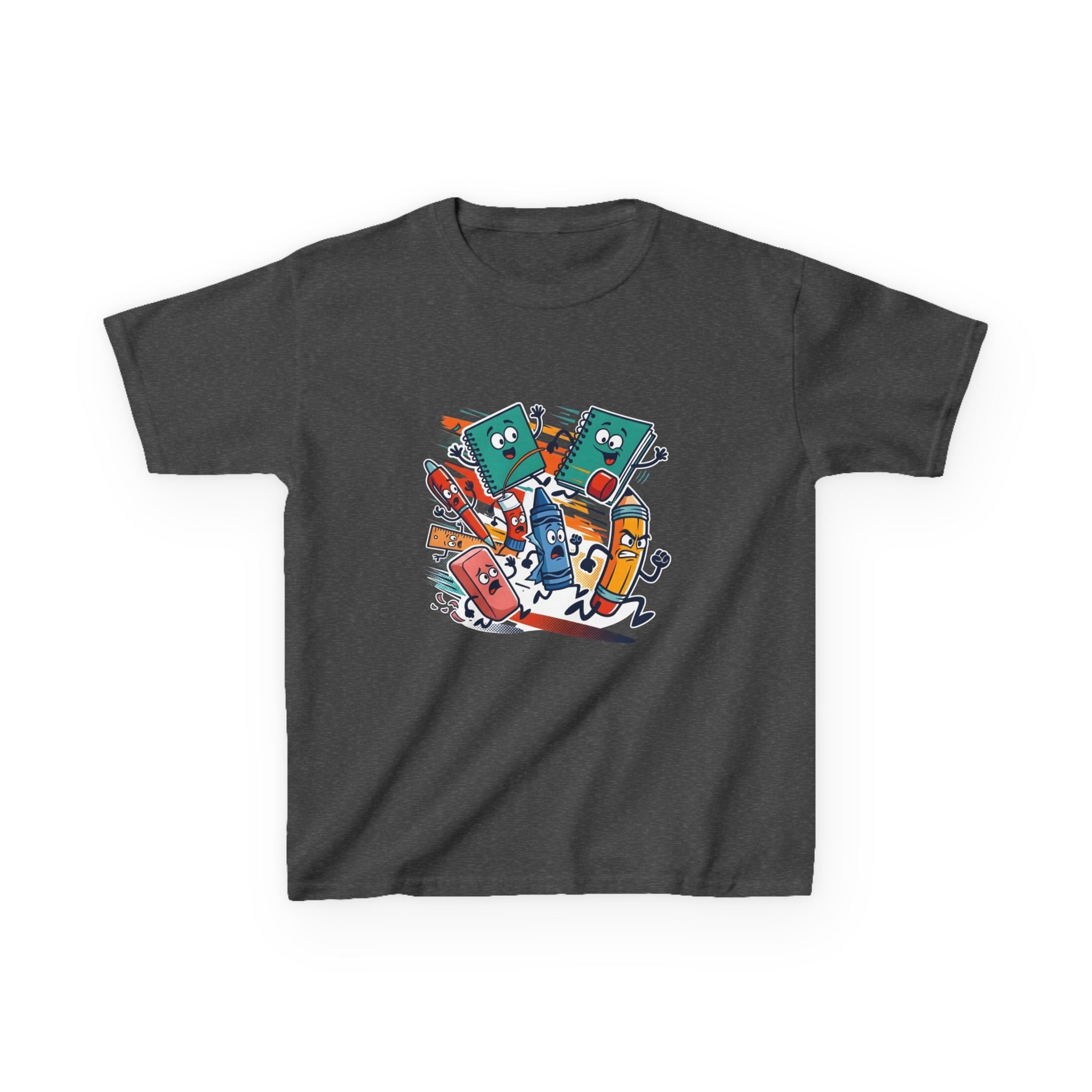 Kids Back to School Tee - Playful School Supplies Cartoon