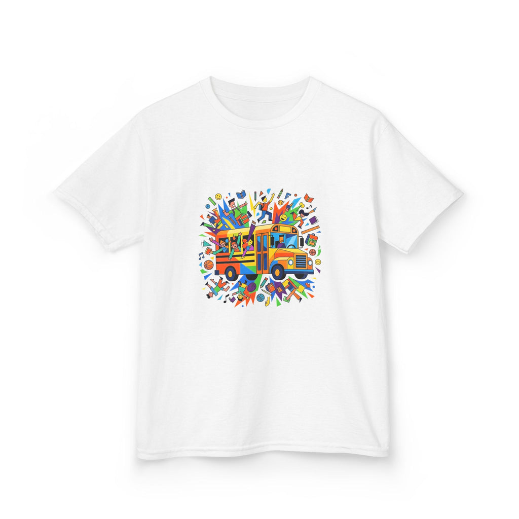 Kids Back to School Tee - Colorful School Bus & Student Shirt