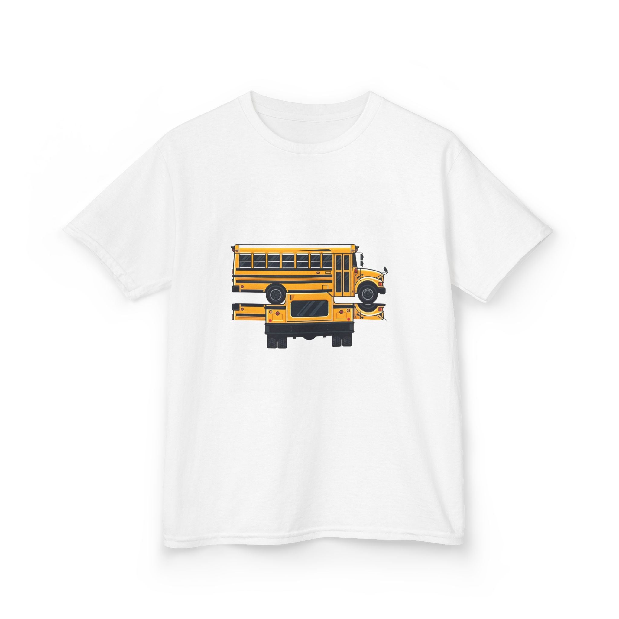 Kids School Bus T-Shirt - Cute Cartoon Reflection | Back to School