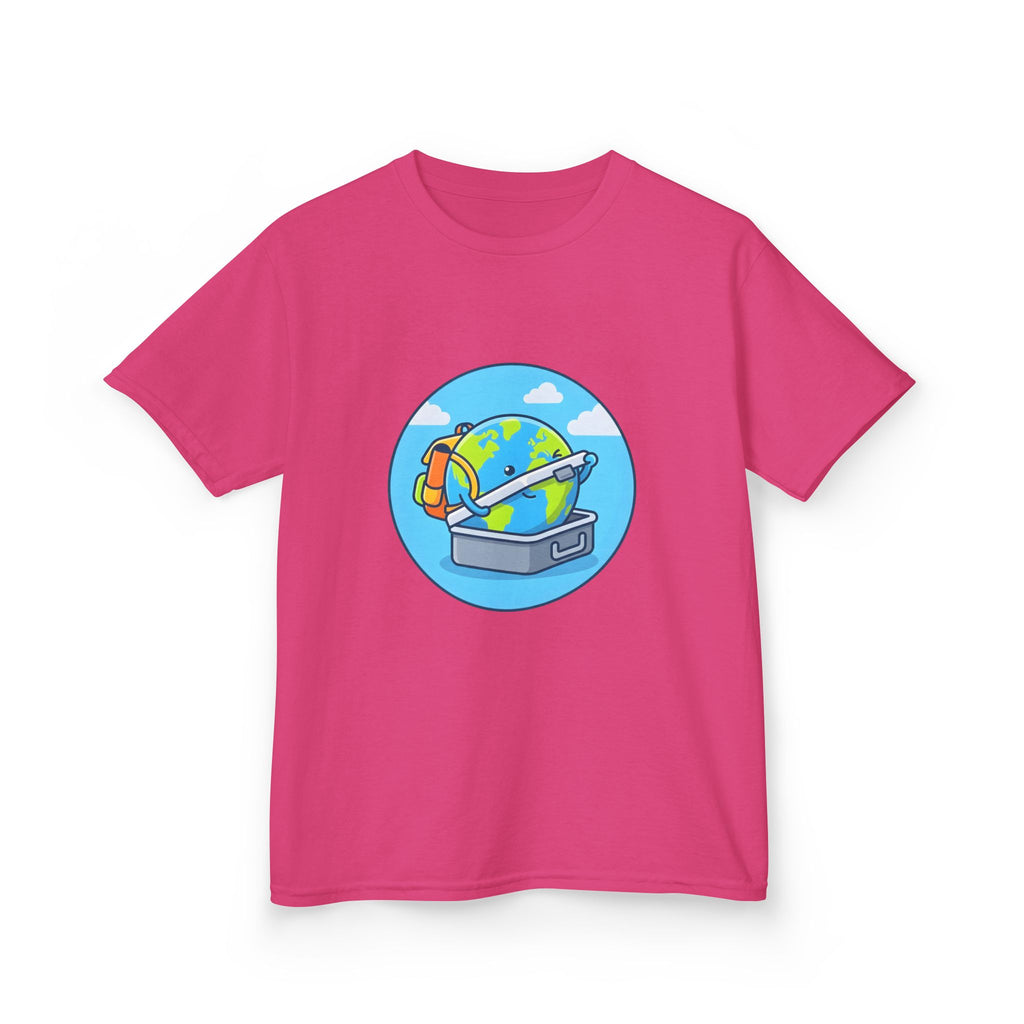 Kids Tee - Cute Earth Travel & School Cartoon Shirt | Adventure