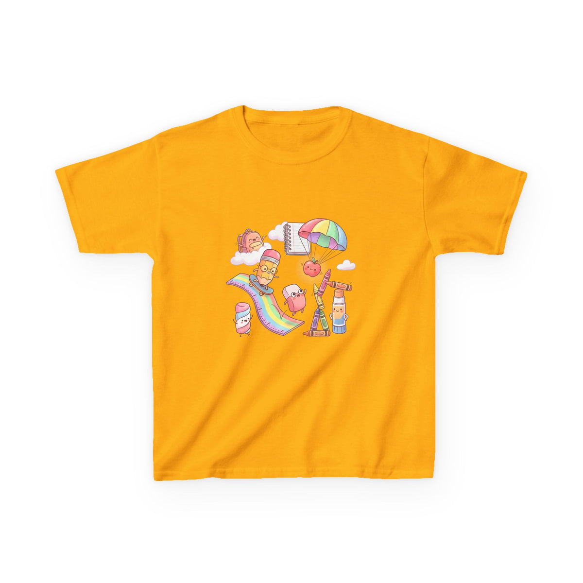 Kids Back to School Tee - Cute Faces School Supplies | Rainbow 2026
