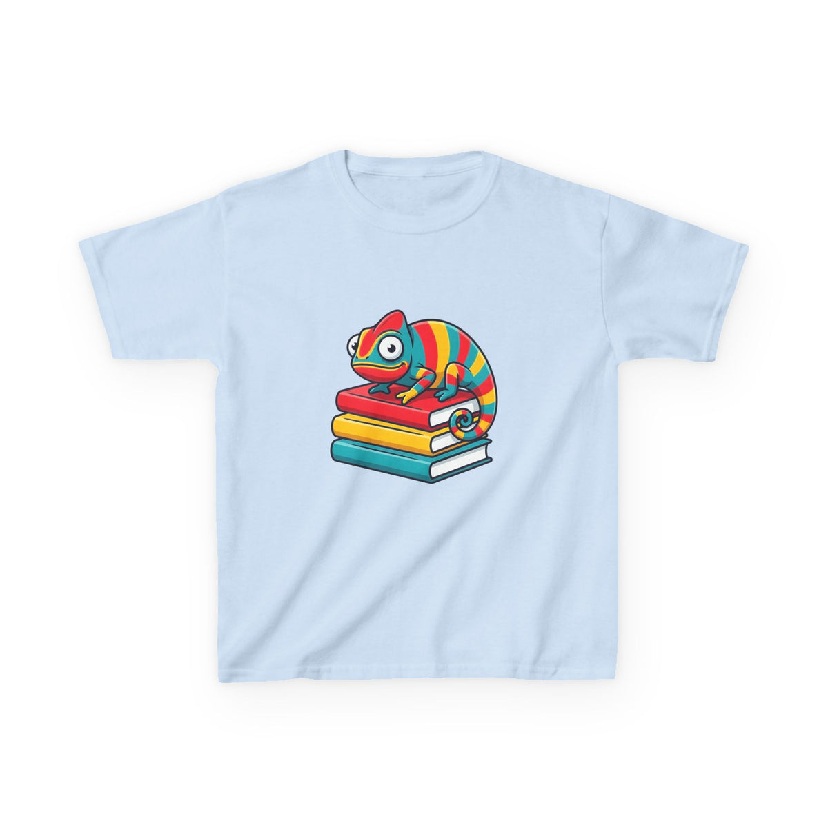 Kids T-Shirt - Whimsical Chameleon Reading Books | School Tee