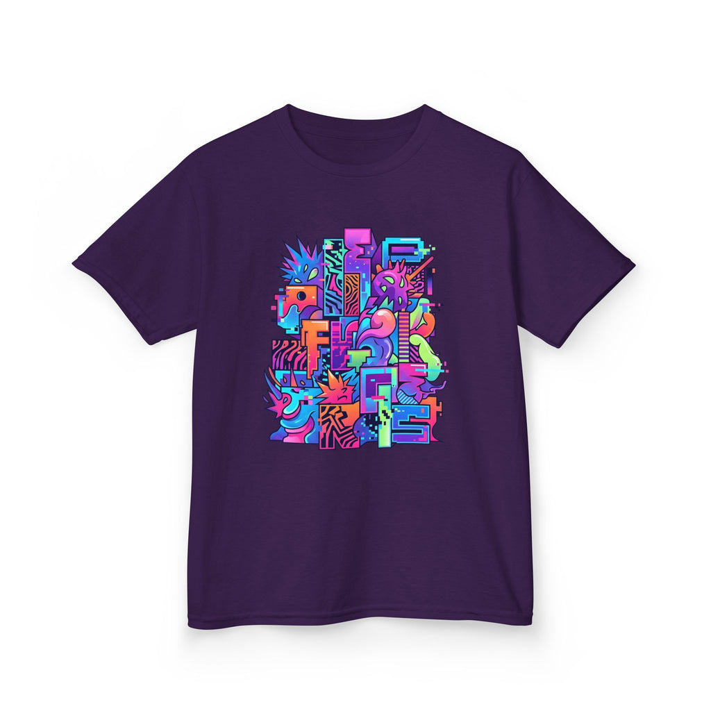 Kids Glitch Art Tee - FUNGUS Neon Cyberpunk Design | Retro