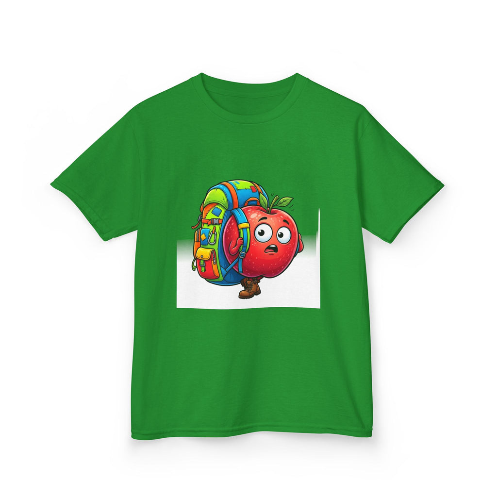 Kids Tee - Adventurous Apple Character Hiking T-Shirt