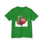 Kids Tee - Adventurous Apple Character Hiking T-Shirt