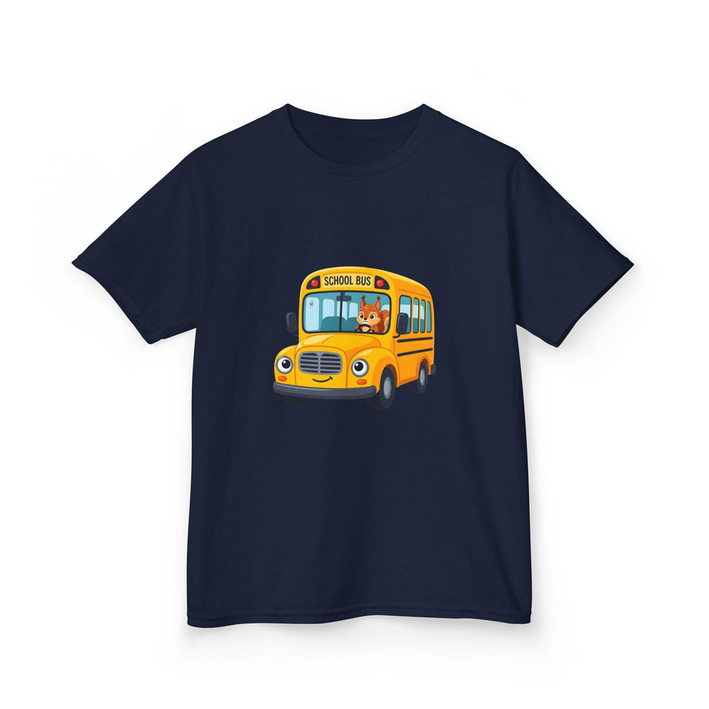 Kids School Bus T-Shirt - Cute Squirrel Driving Cartoon Tee | Back to