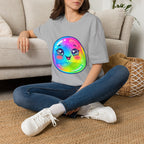 Unisex Kawaii T-Shirt - Happy Rainbow Blob Character Tee
