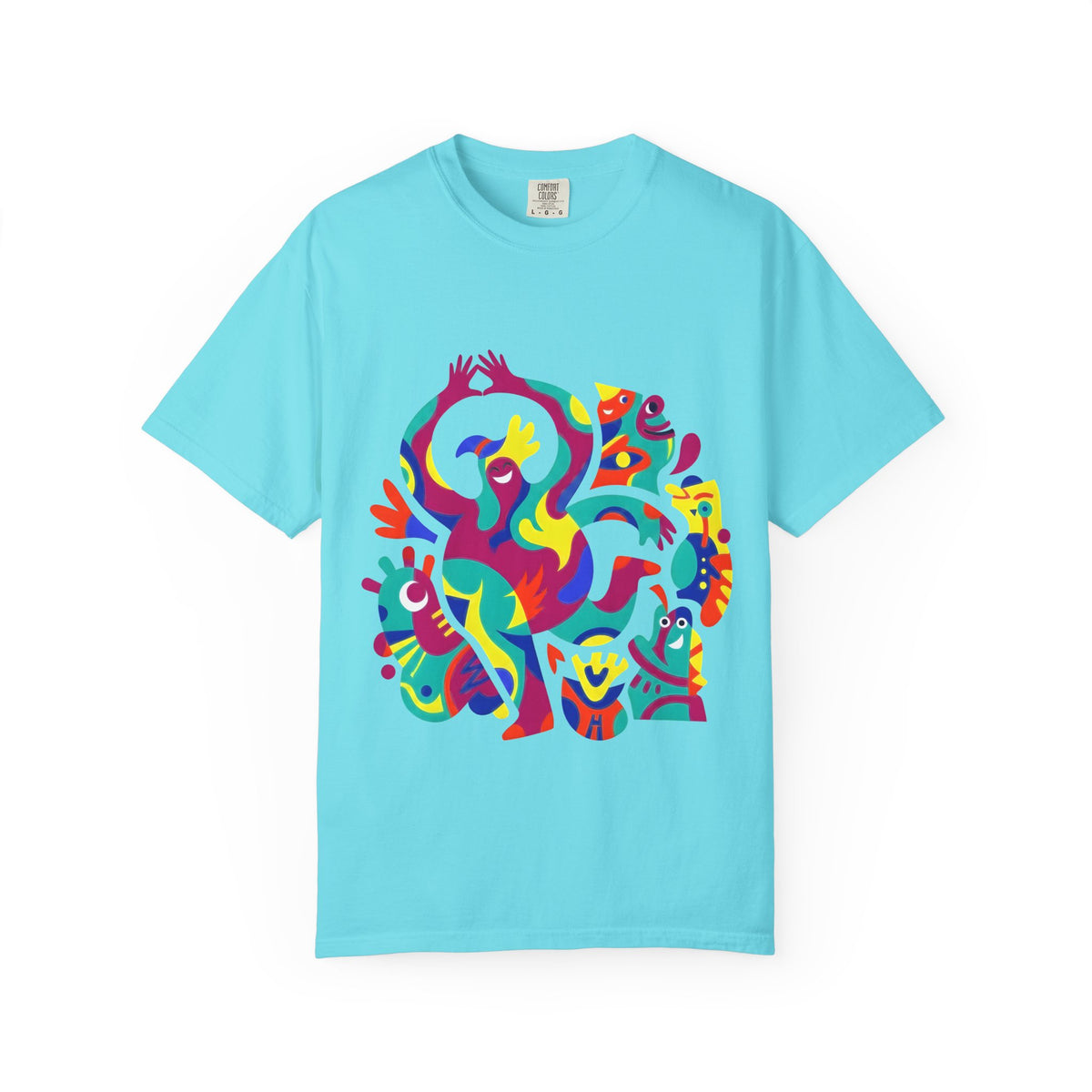 Garment-Dyed T-shirt - Joyful Abstract Creatures | Whimsical Graphic