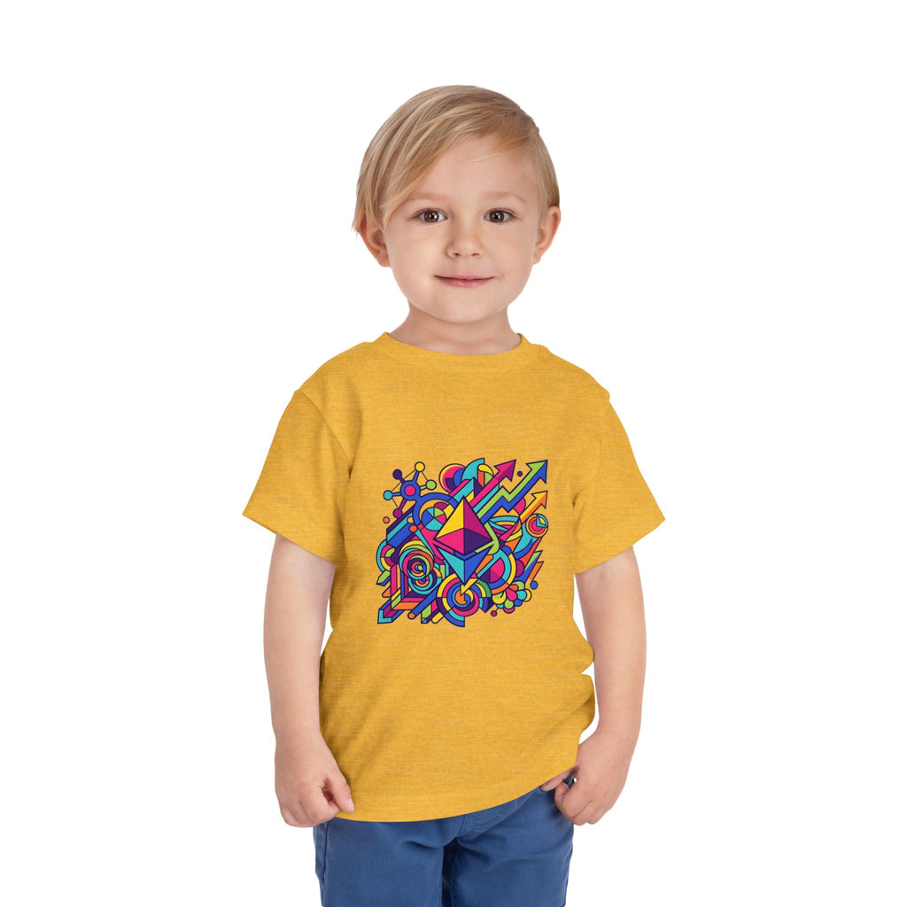 Toddler Crypto Shirt - Neon Geometric Digital Art | Blockchain Kids