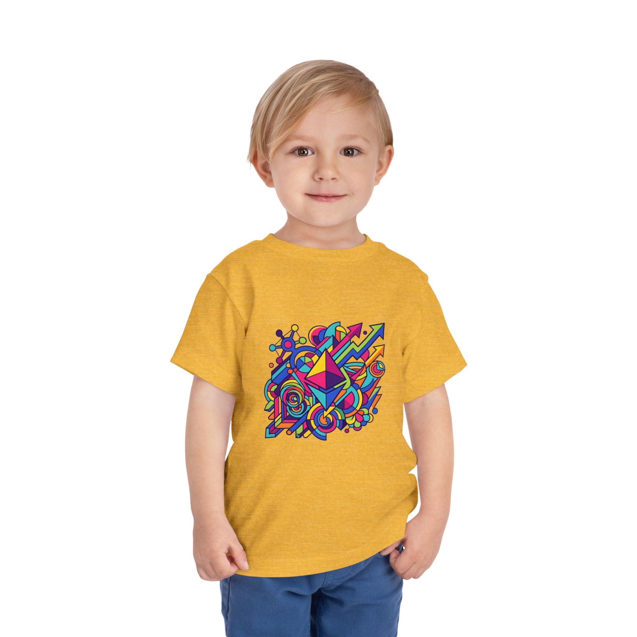 Toddler Crypto Shirt - Neon Geometric Digital Art | Blockchain Kids