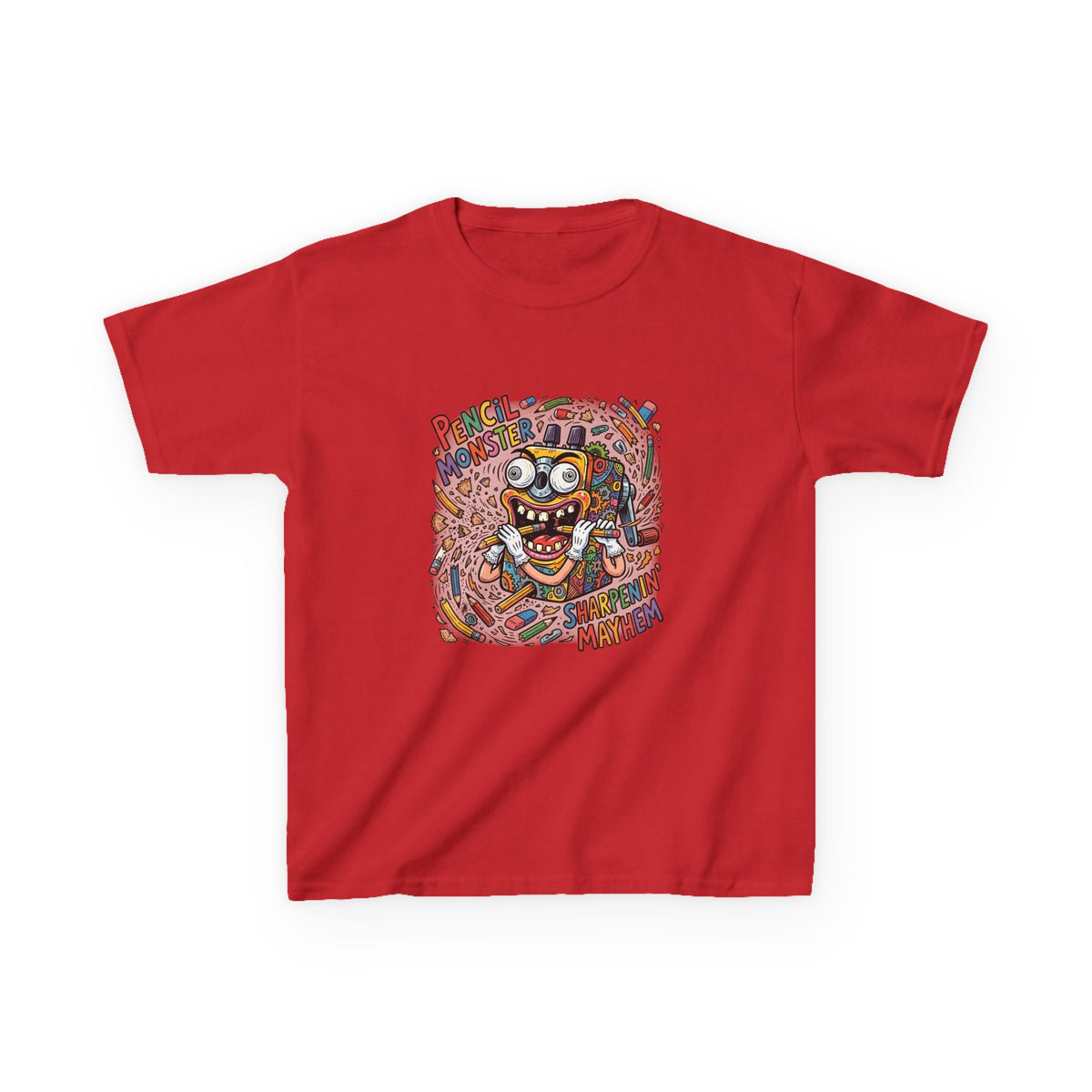 Kids Tee - Pencil Monster "Sharpenin' Mayhem" Cartoon | School