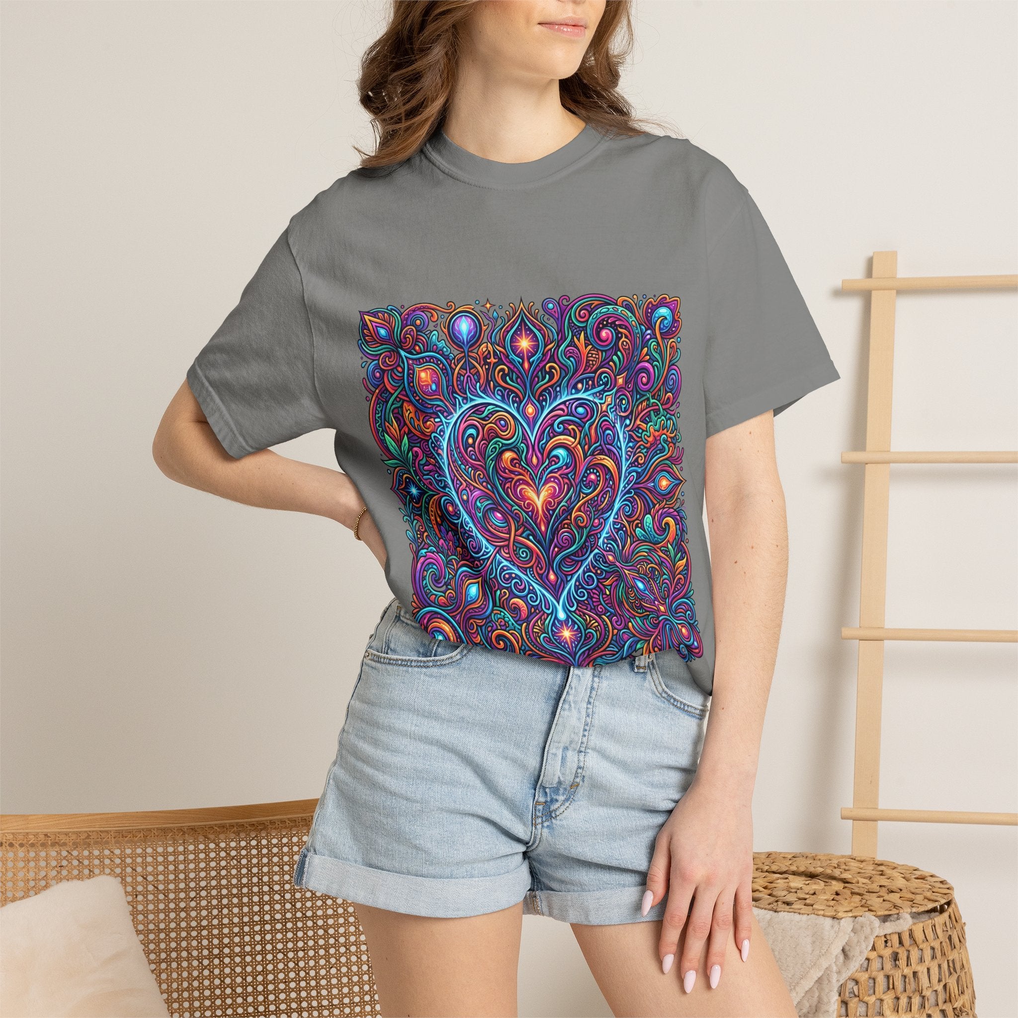 Unisex Garment-Dyed T-shirt - Cosmic Love | Psychedelic Heart Art