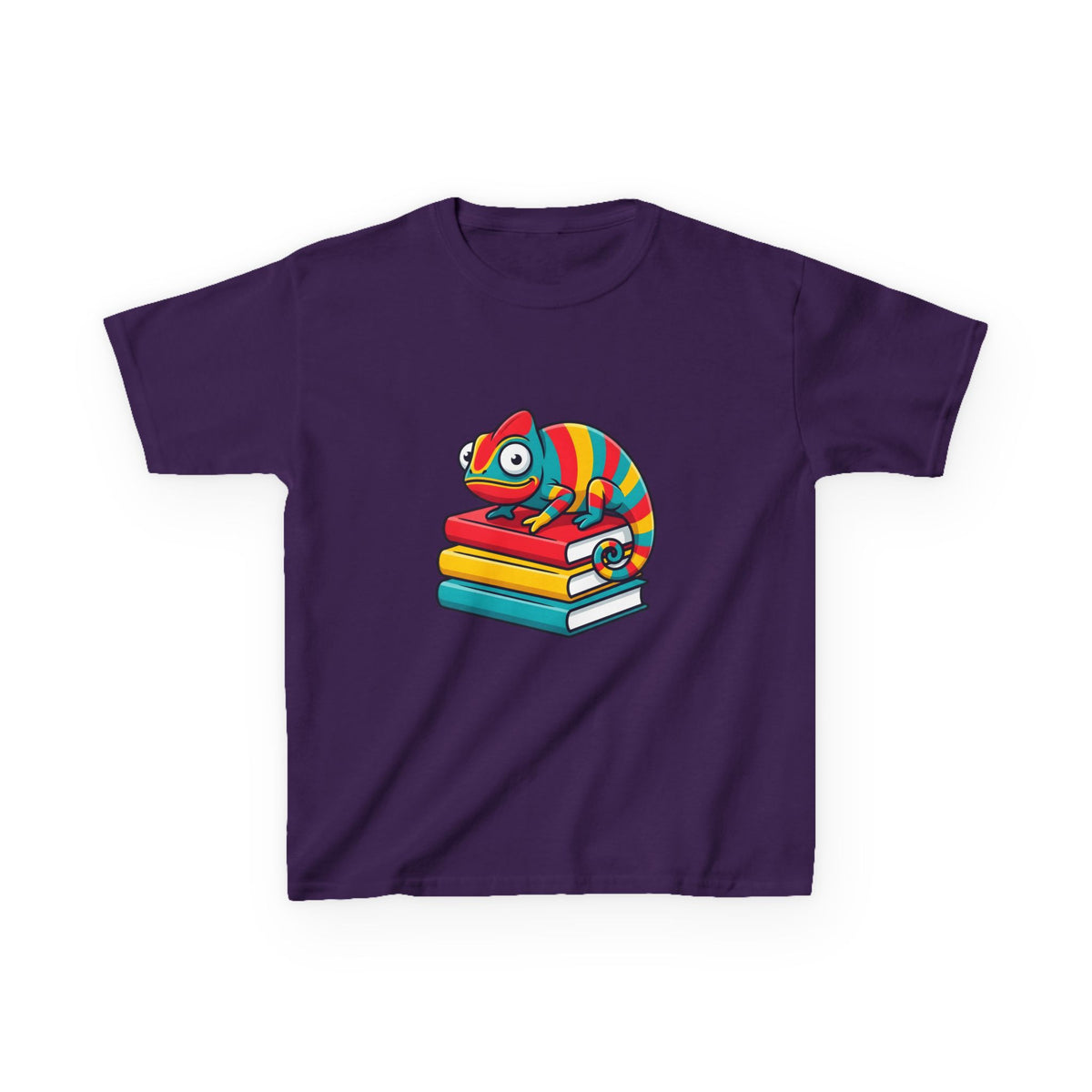 Kids T-Shirt - Whimsical Chameleon Reading Books | School Tee