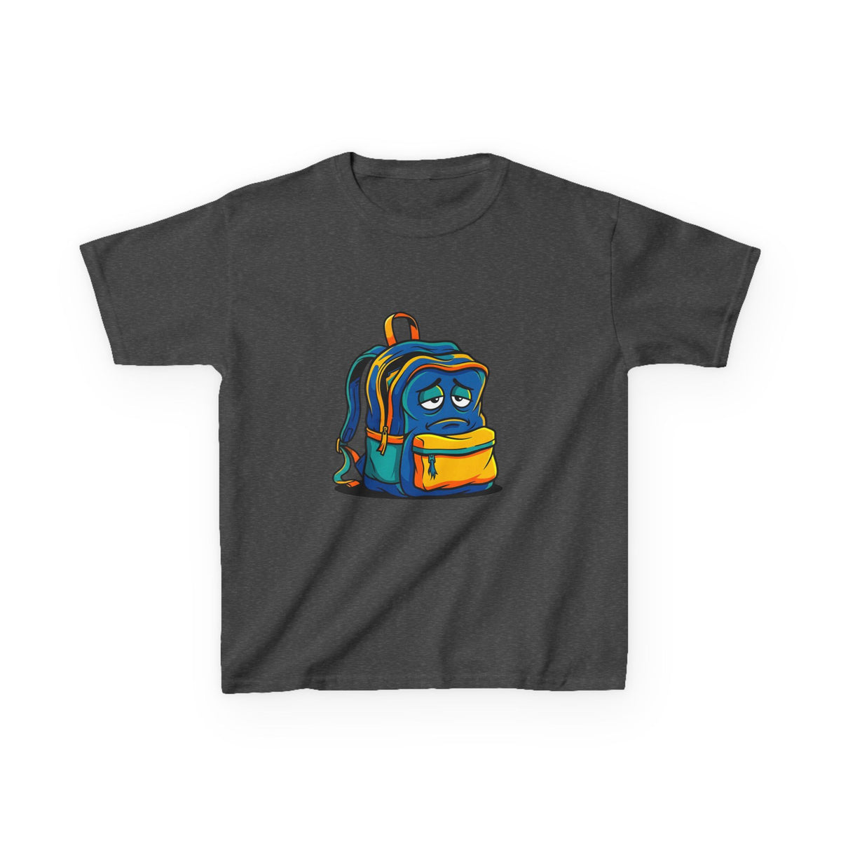 Kids Heavy Cotton Tee - Sad Backpack Cartoon | Back to School 2026
