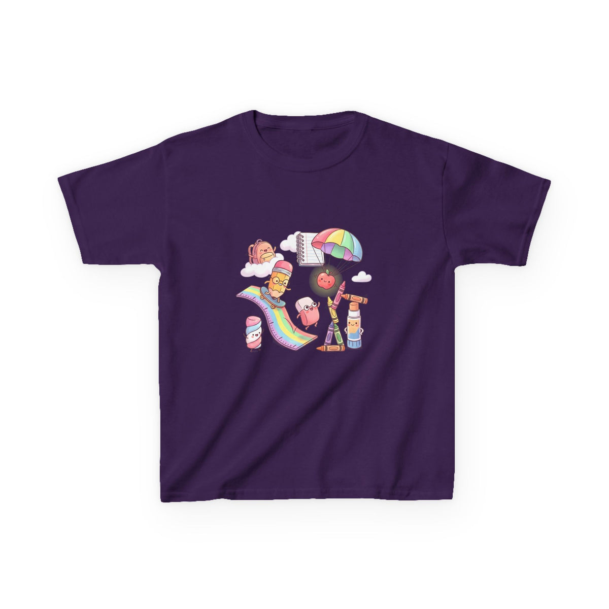Kids Back to School Tee - Cute Faces School Supplies | Rainbow 2026