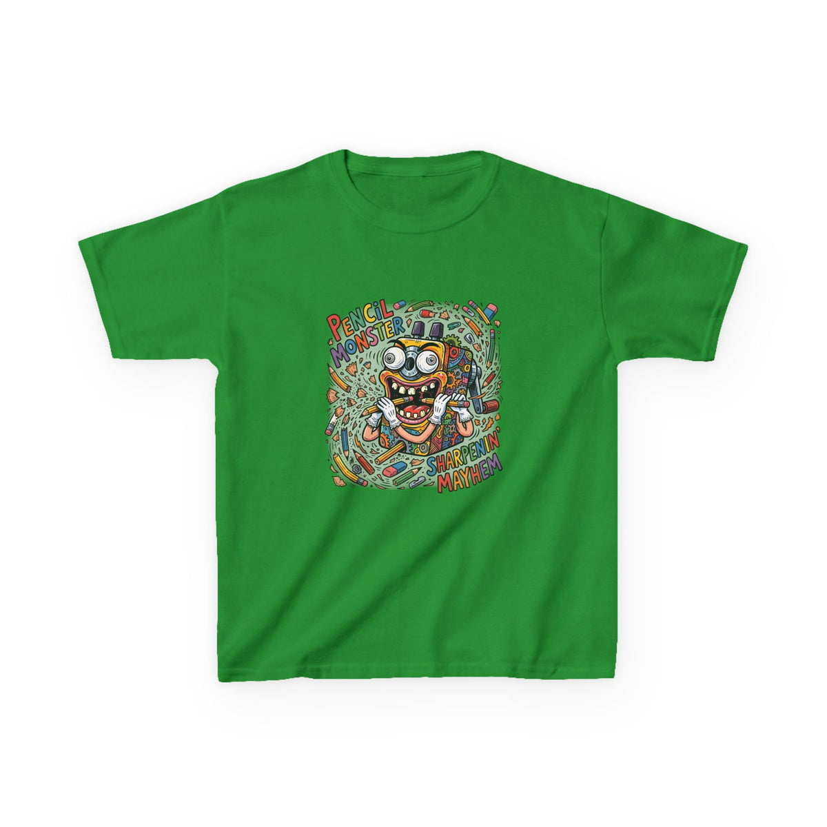 Kids Tee - Pencil Monster "Sharpenin' Mayhem" Cartoon | School