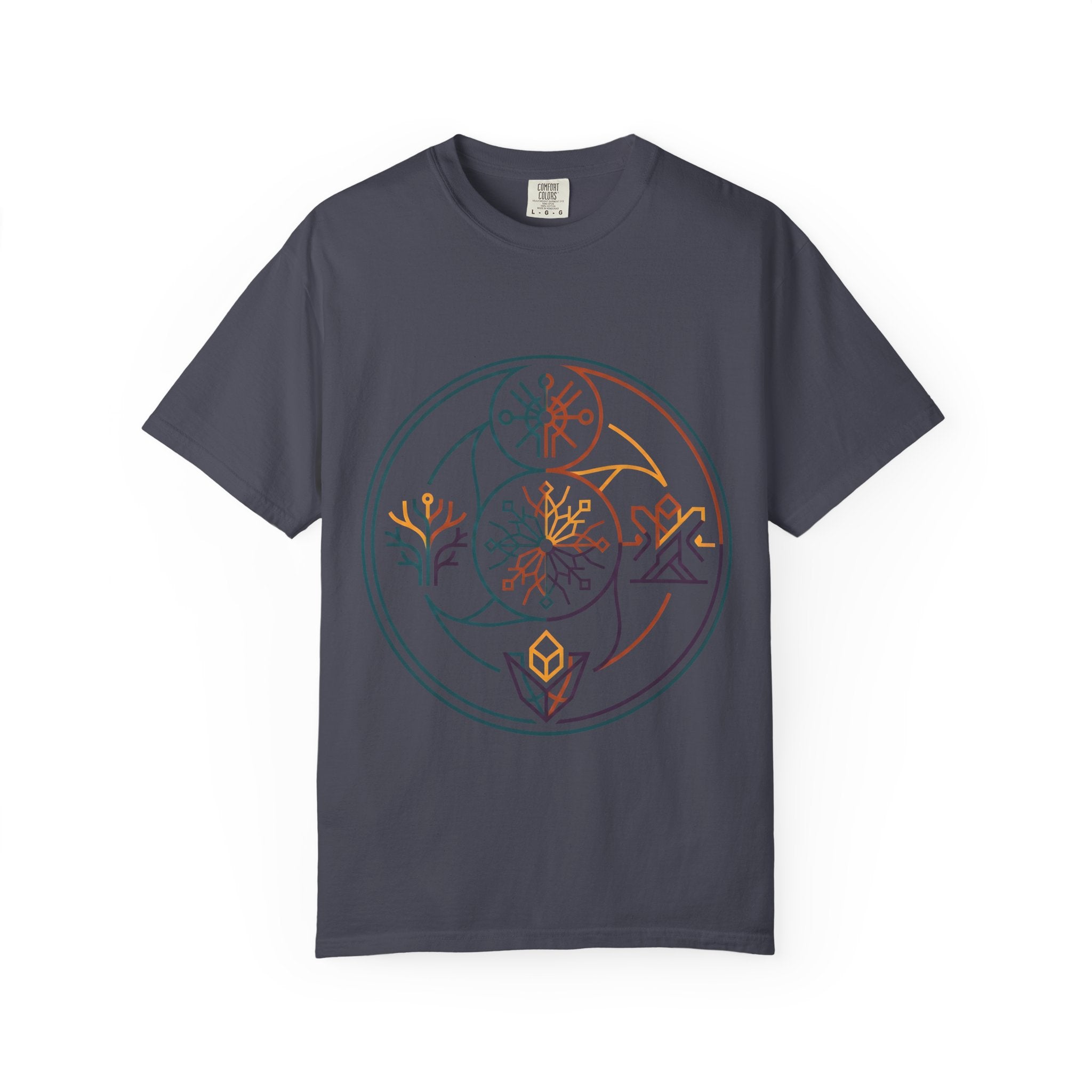 Unisex Garment-Dyed T-Shirt - Minimalist Geometric Nature Art