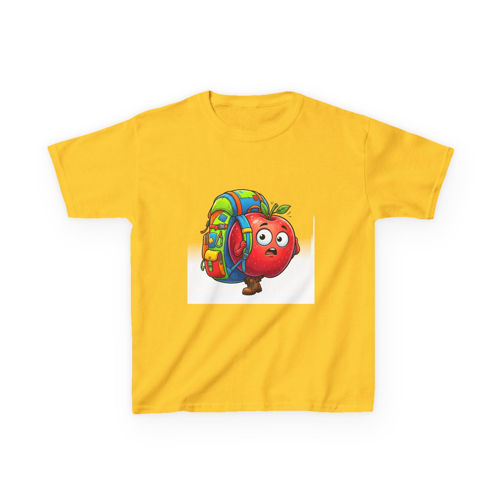 Kids Tee - Adventurous Apple Character Hiking T-Shirt