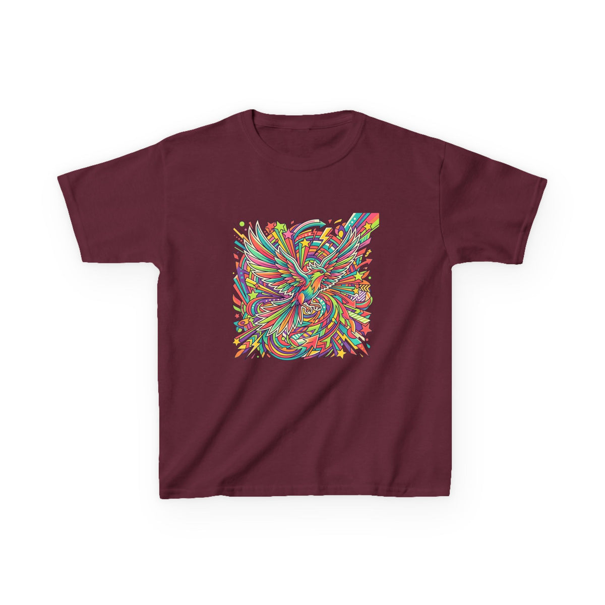 Kids Mythical Phoenix Tee - Energetic Psychedelic Art