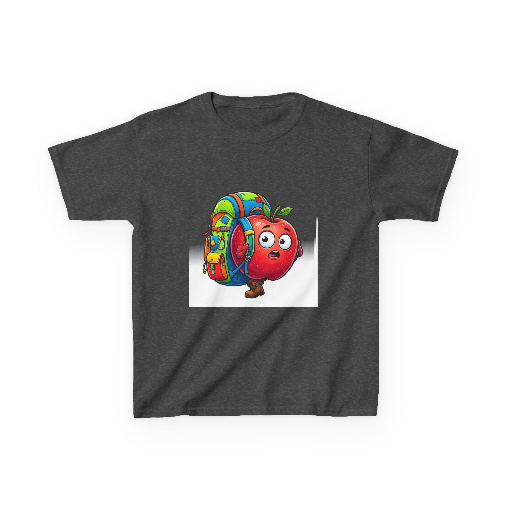 Kids Tee - Adventurous Apple Character Hiking T-Shirt