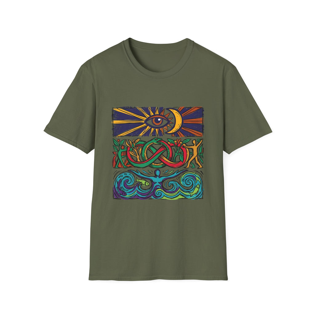 Unisex T-Shirt - Cosmic Folk Art Eye & Snake | Spiritual Nature