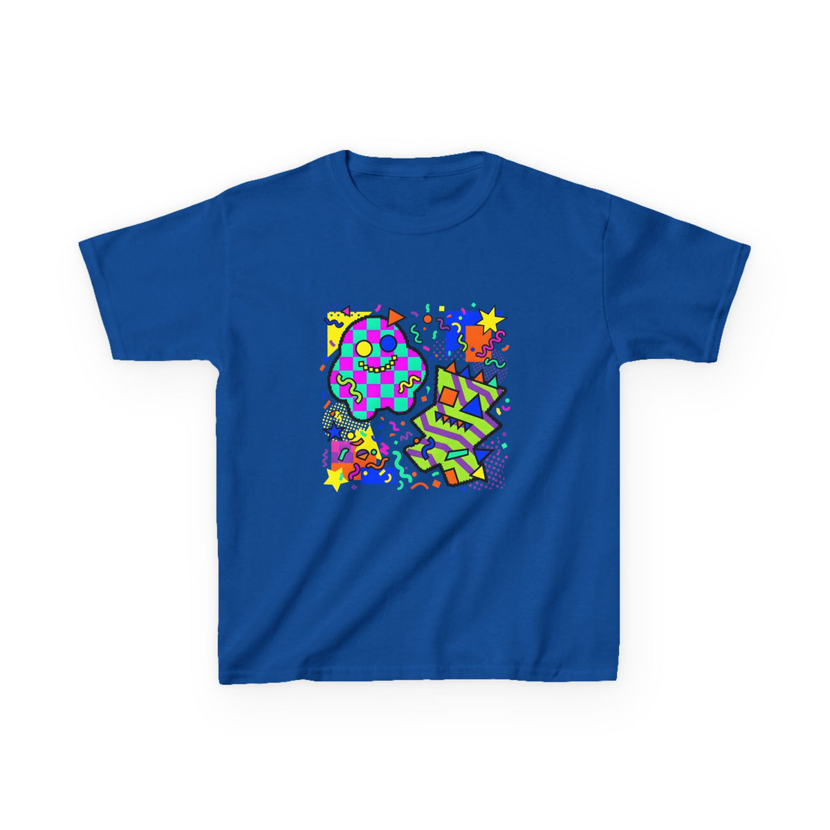 Kids Tee - Playful 90s Geometric Monsters | Retro Abstract