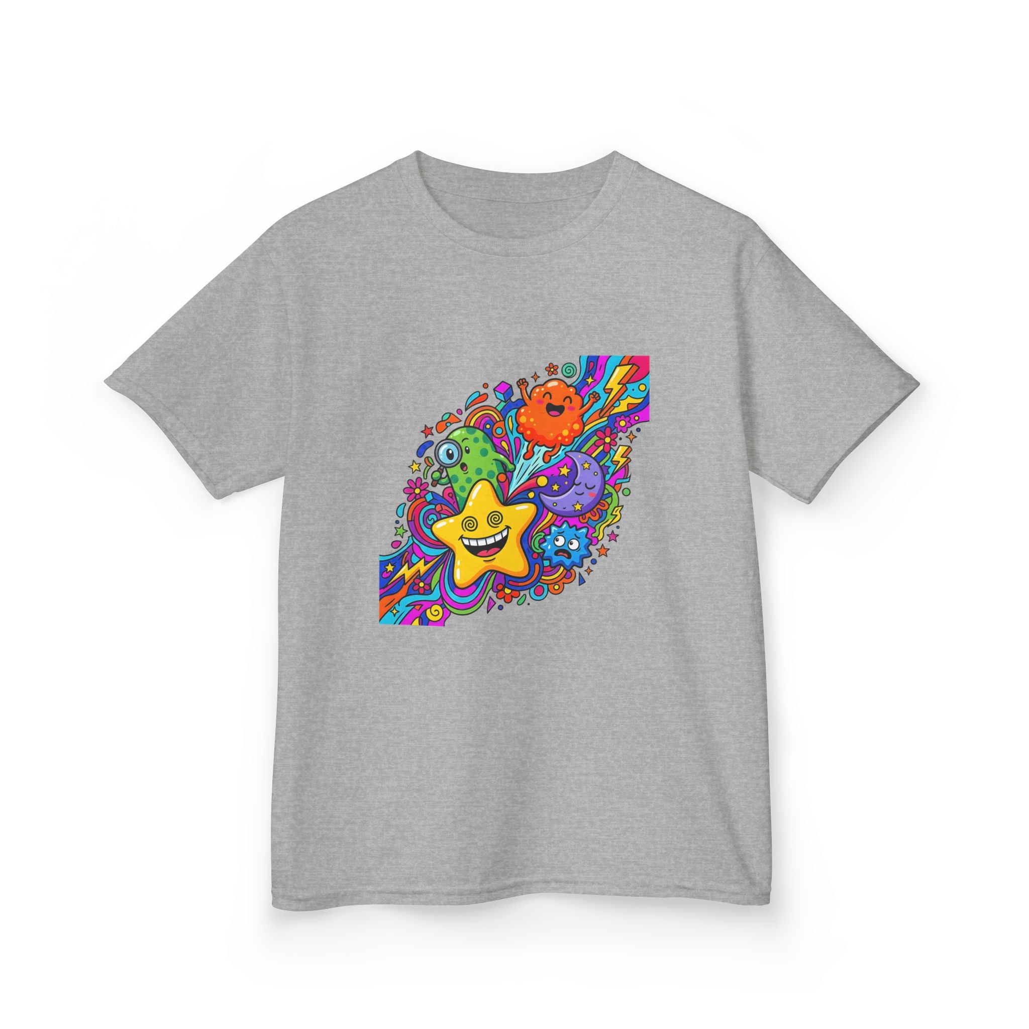 Kids Psychedelic Monster Tee - Vibrant Cartoon Doodle Shirt