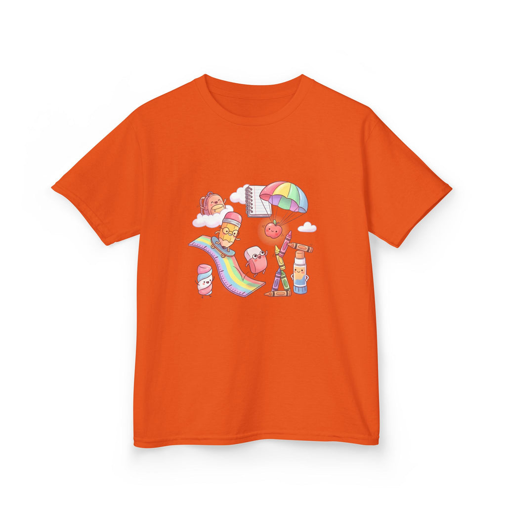 Kids Back to School Tee - Cute Faces School Supplies | Rainbow 2026