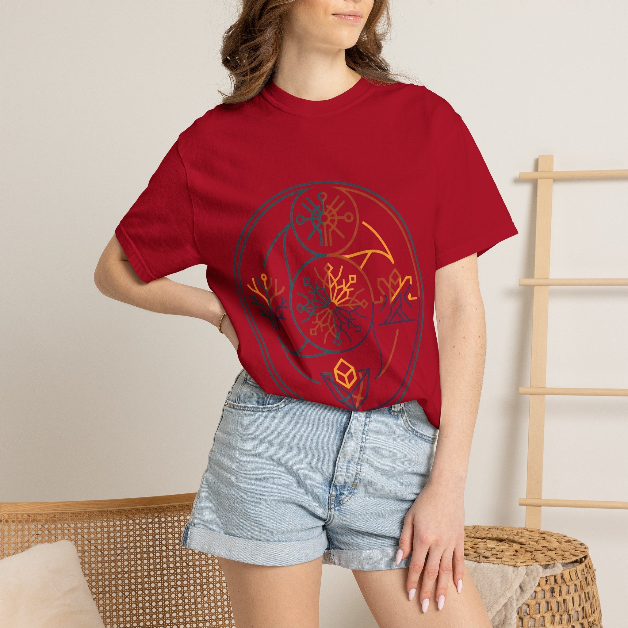 Unisex Garment-Dyed T-Shirt - Minimalist Geometric Nature Art