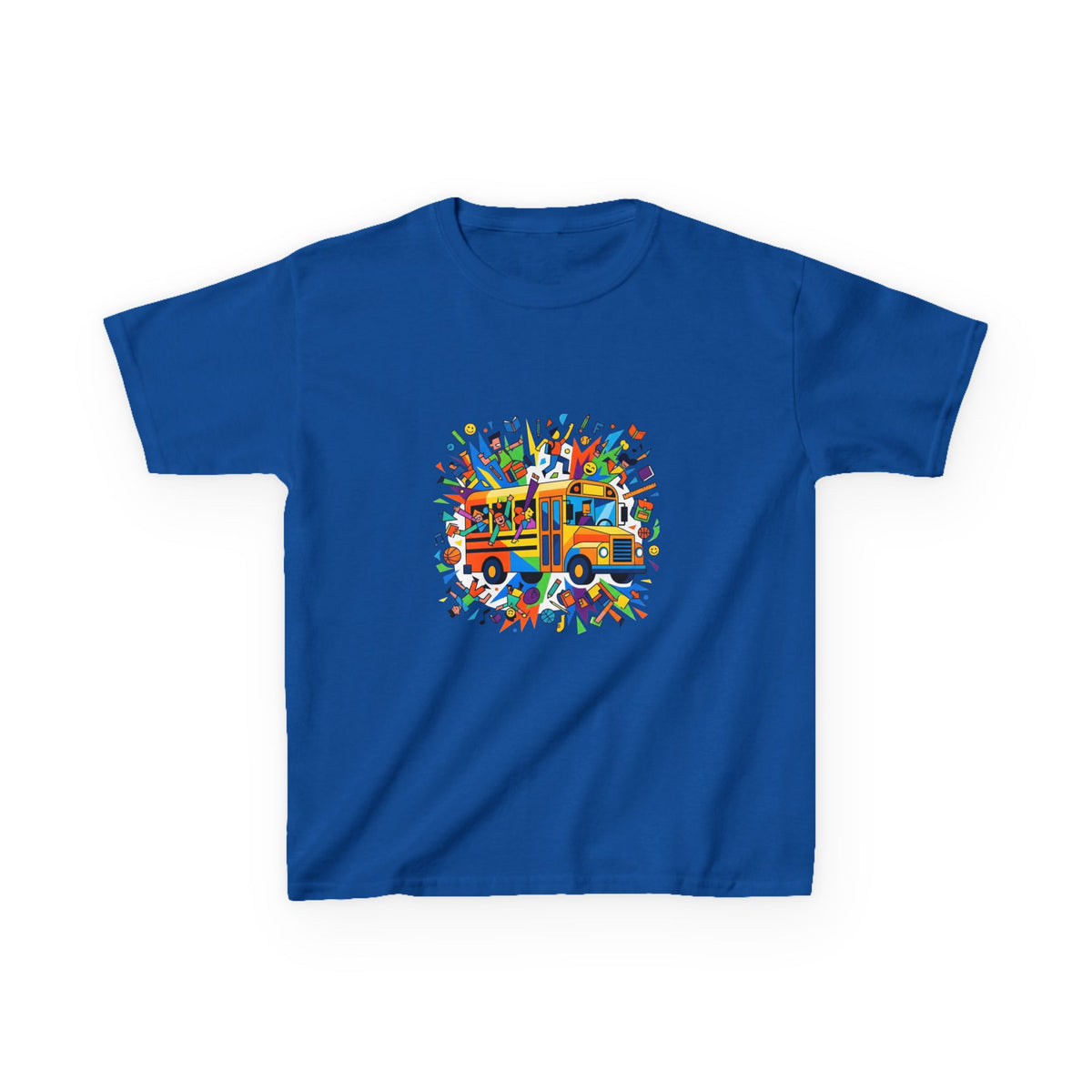 Kids Back to School Tee - Colorful School Bus & Student Shirt