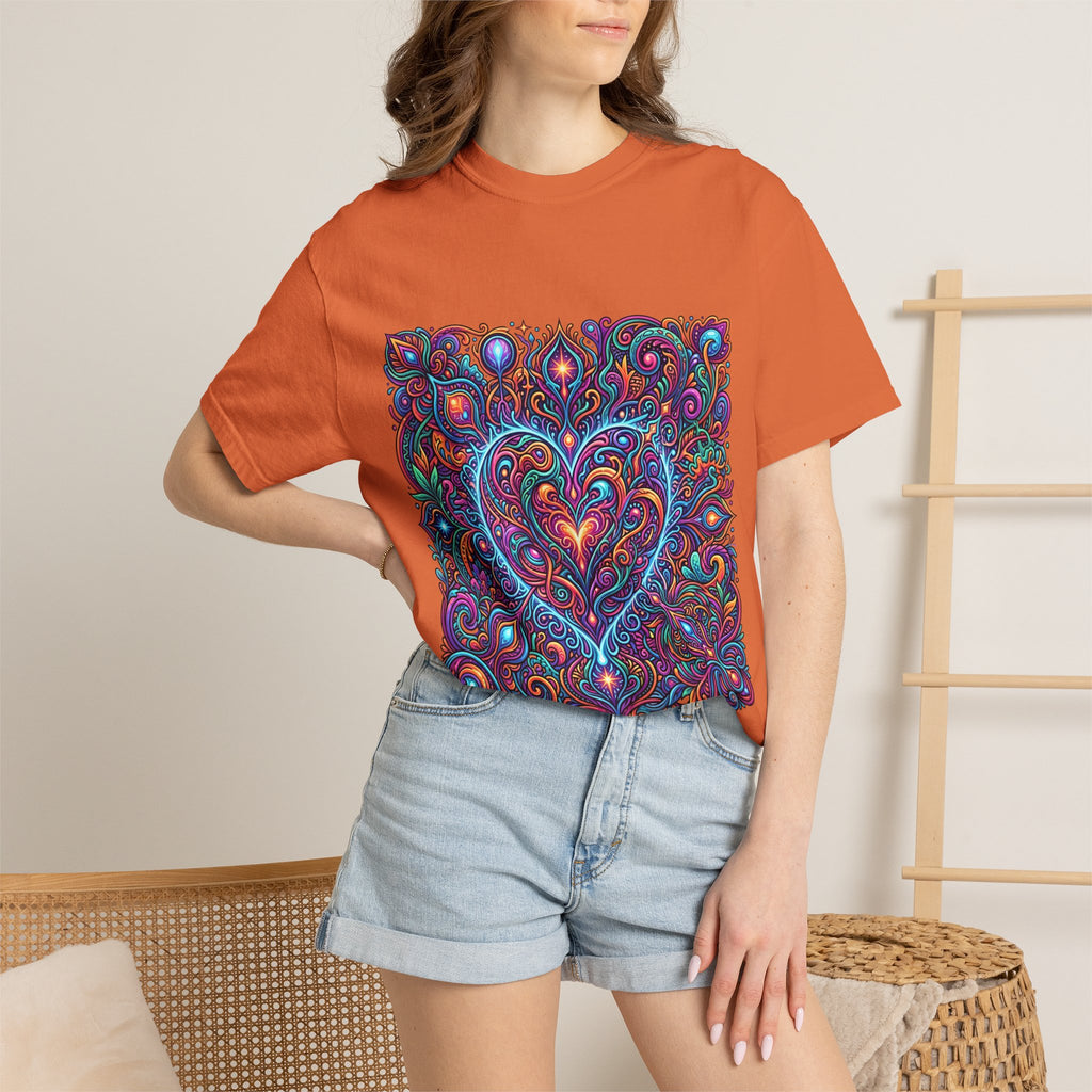 Unisex Garment-Dyed T-shirt - Cosmic Love | Psychedelic Heart Art