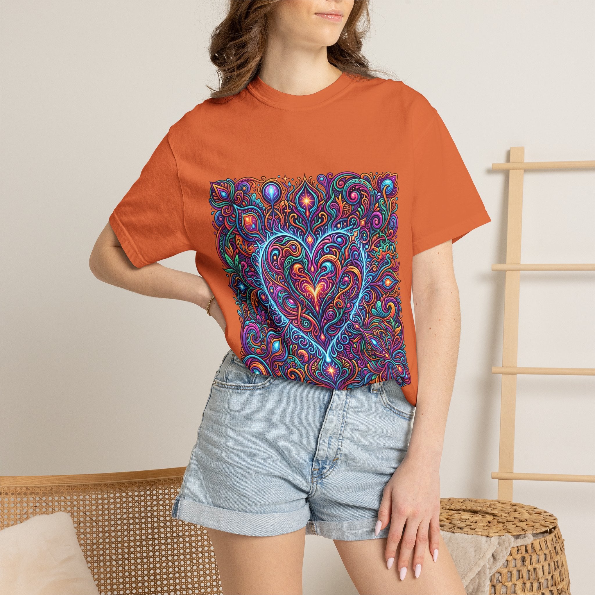 Unisex Garment-Dyed T-shirt - Cosmic Love | Psychedelic Heart Art