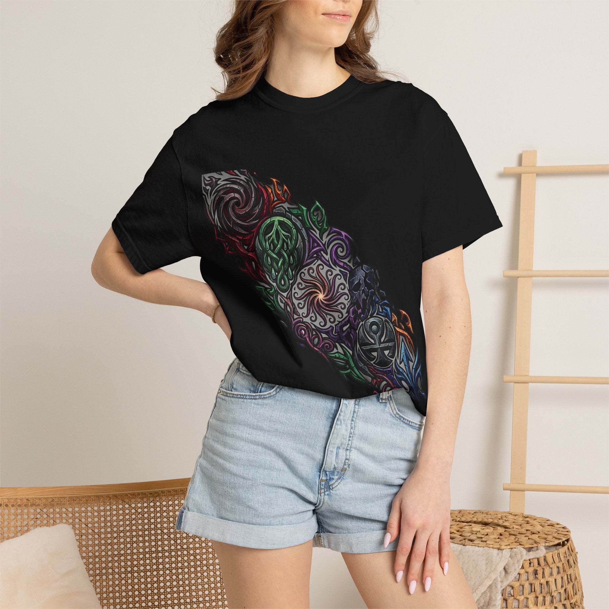 Unisex T-shirt - Dark Fantasy Celtic Skull Ankh | Garment-Dyed