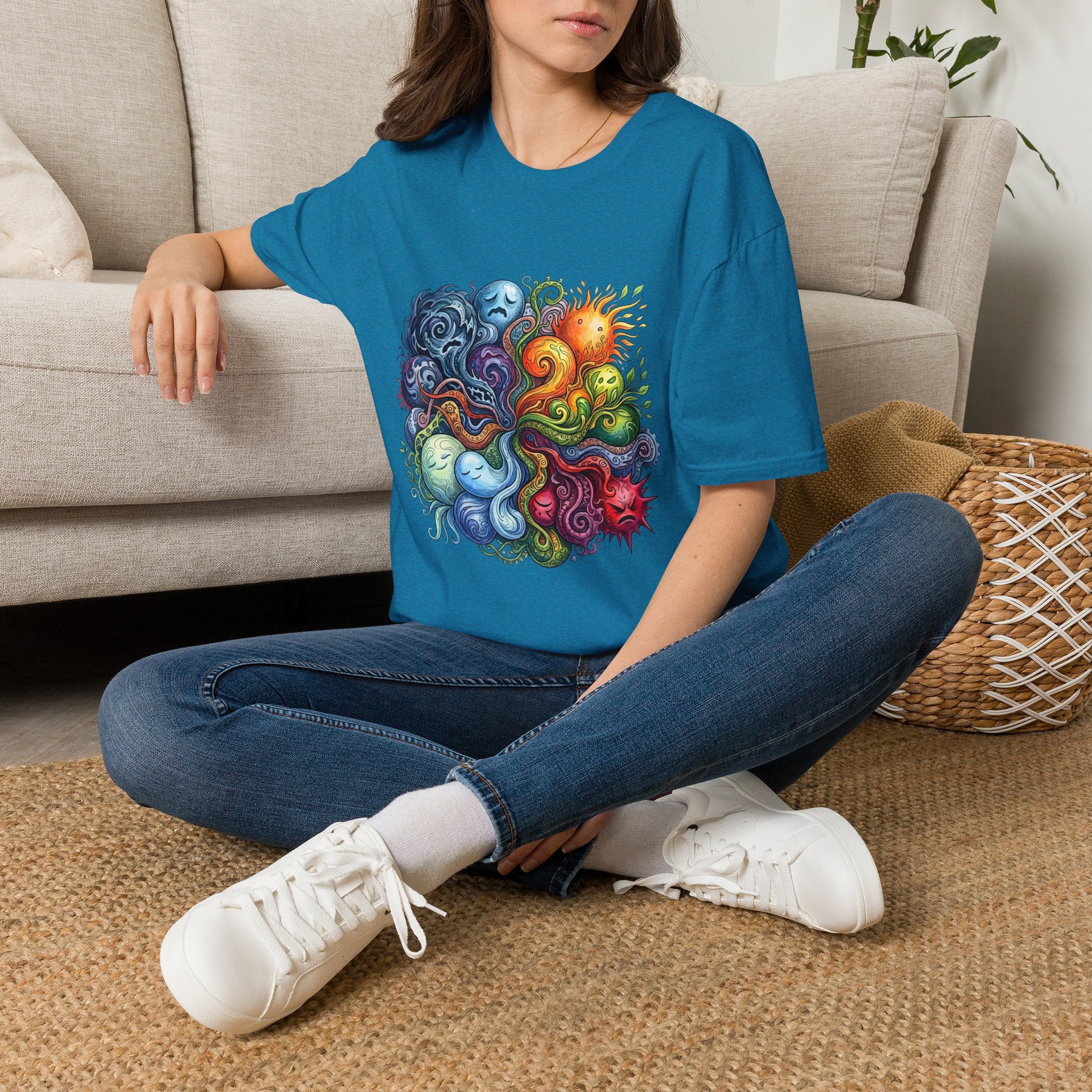 Abstract T-Shirt - Whimsical Watercolor Mandala | Surreal Figures