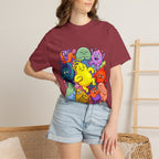 Unisex Garment-Dyed T-Shirt - Diverse Emotional Cartoon Creatures