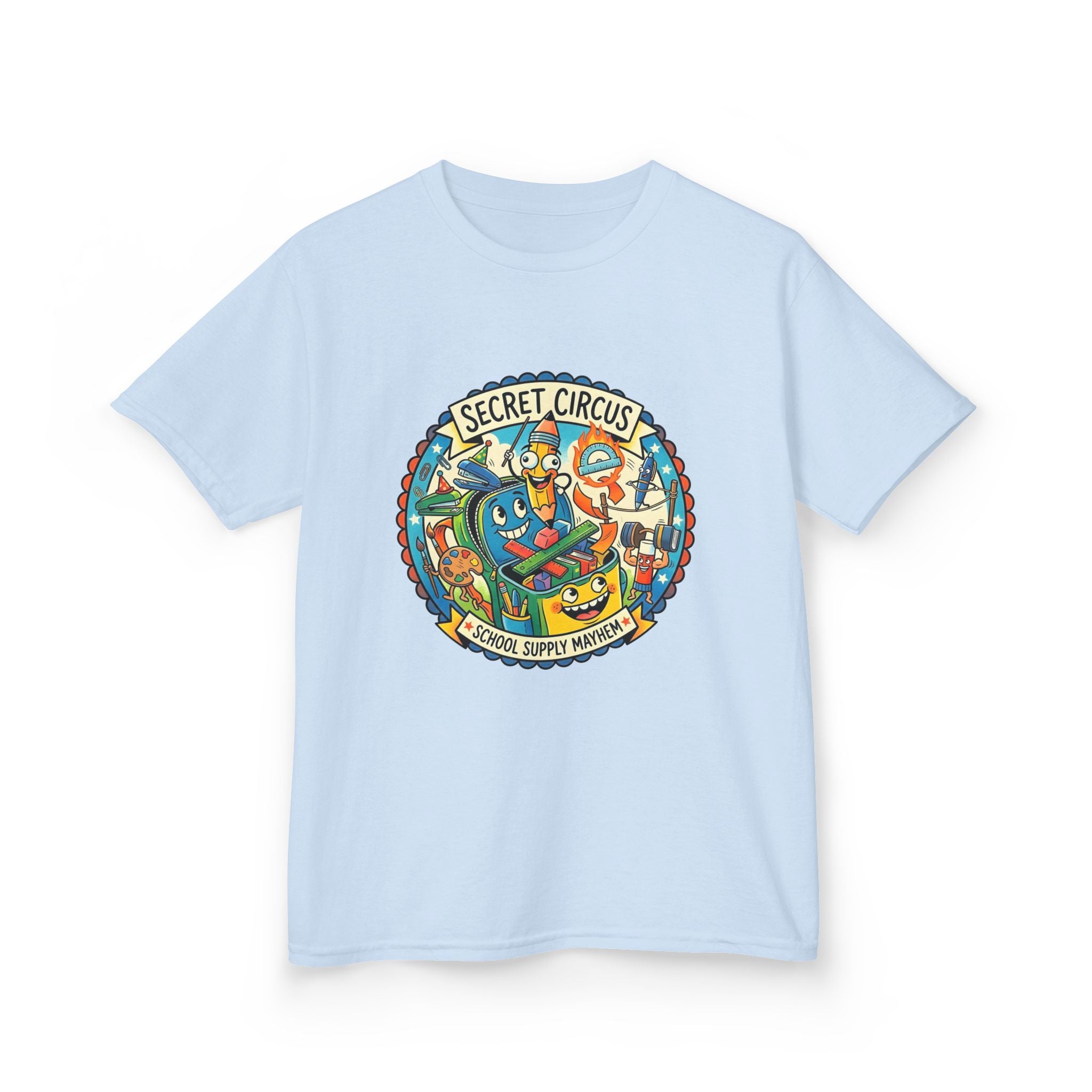 Kids Tee - Secret Circus School Supply Mayhem | Cartoon Fun