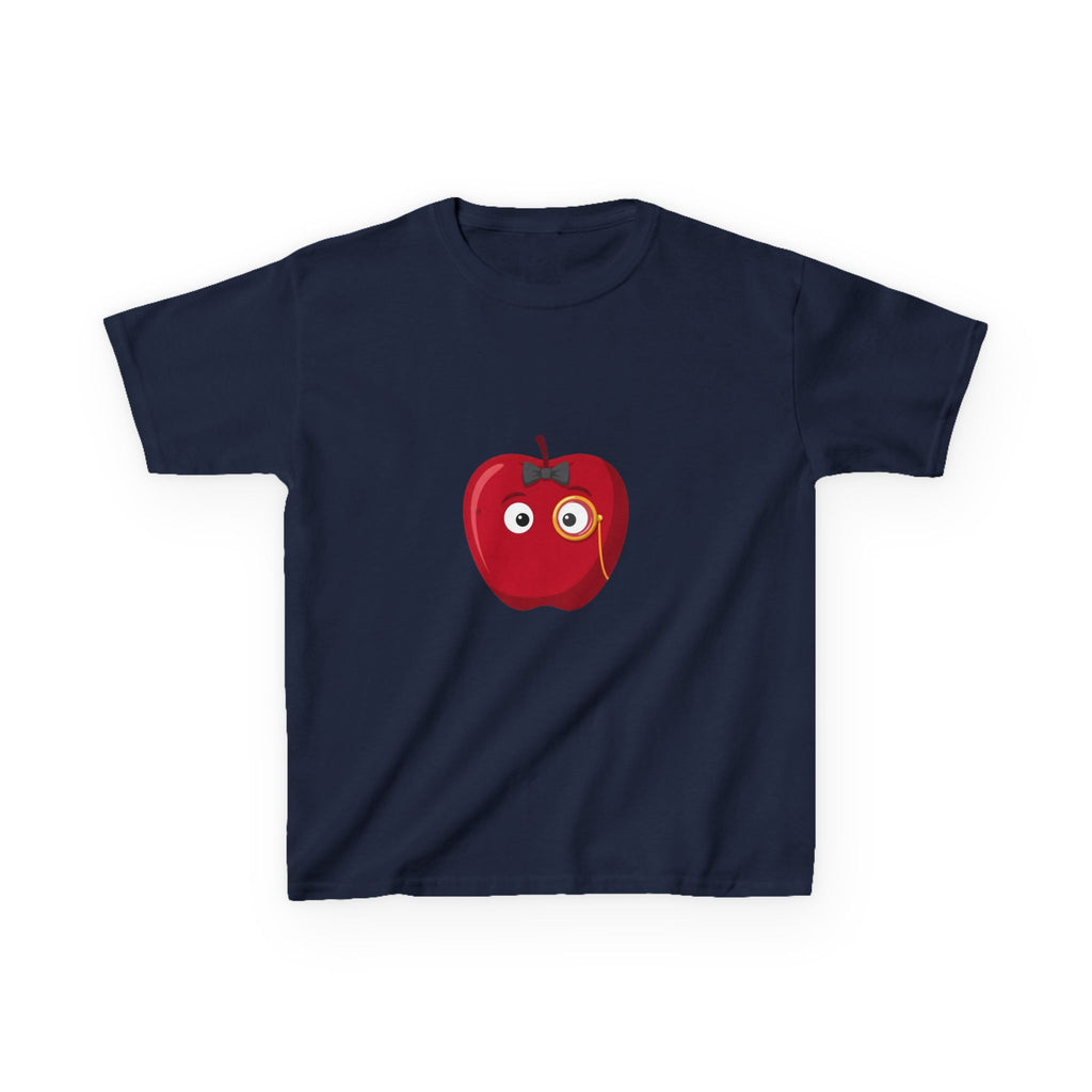 Kids Heavy Cotton Tee - Whimsical Monocle Apple Character