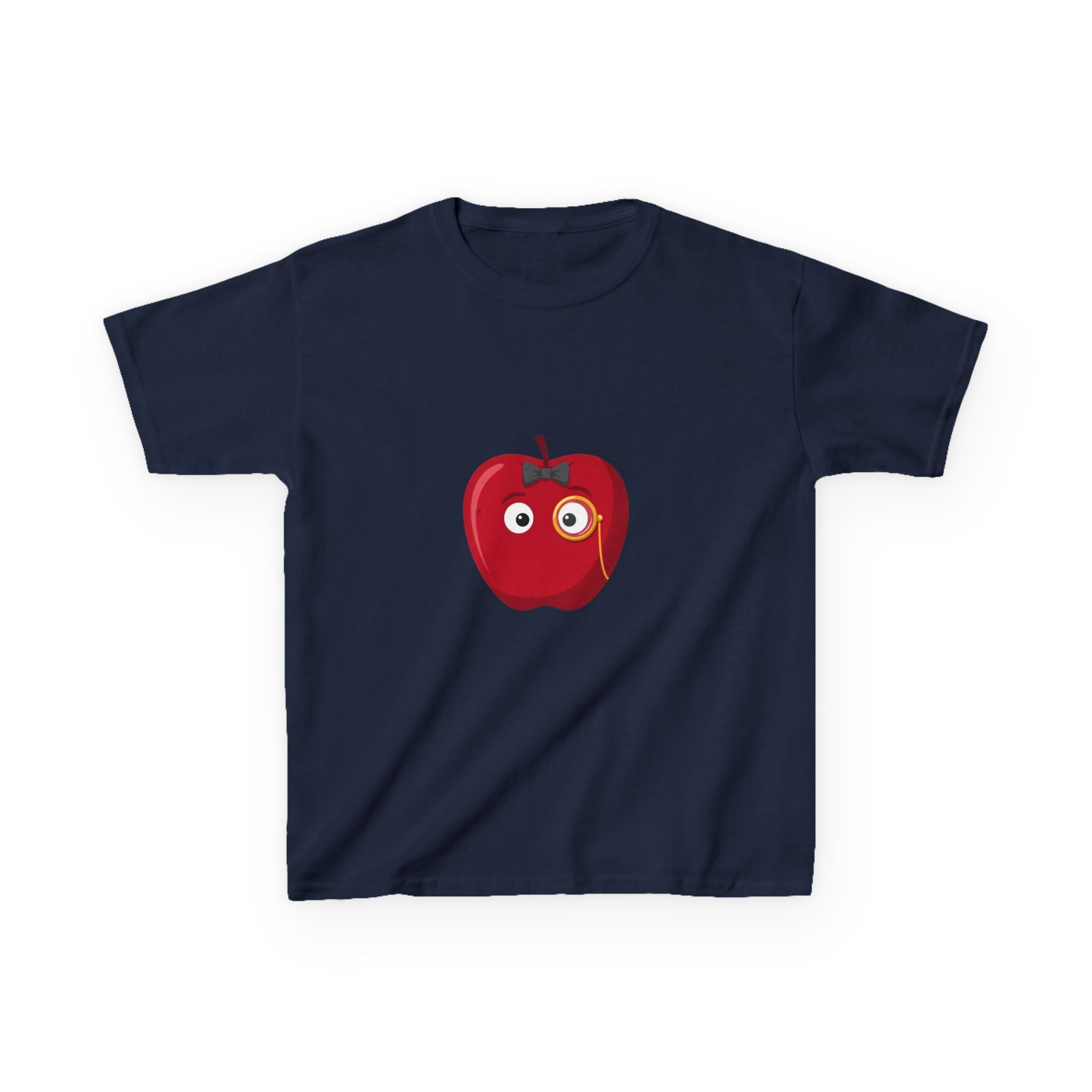 Kids Heavy Cotton Tee - Whimsical Monocle Apple Character