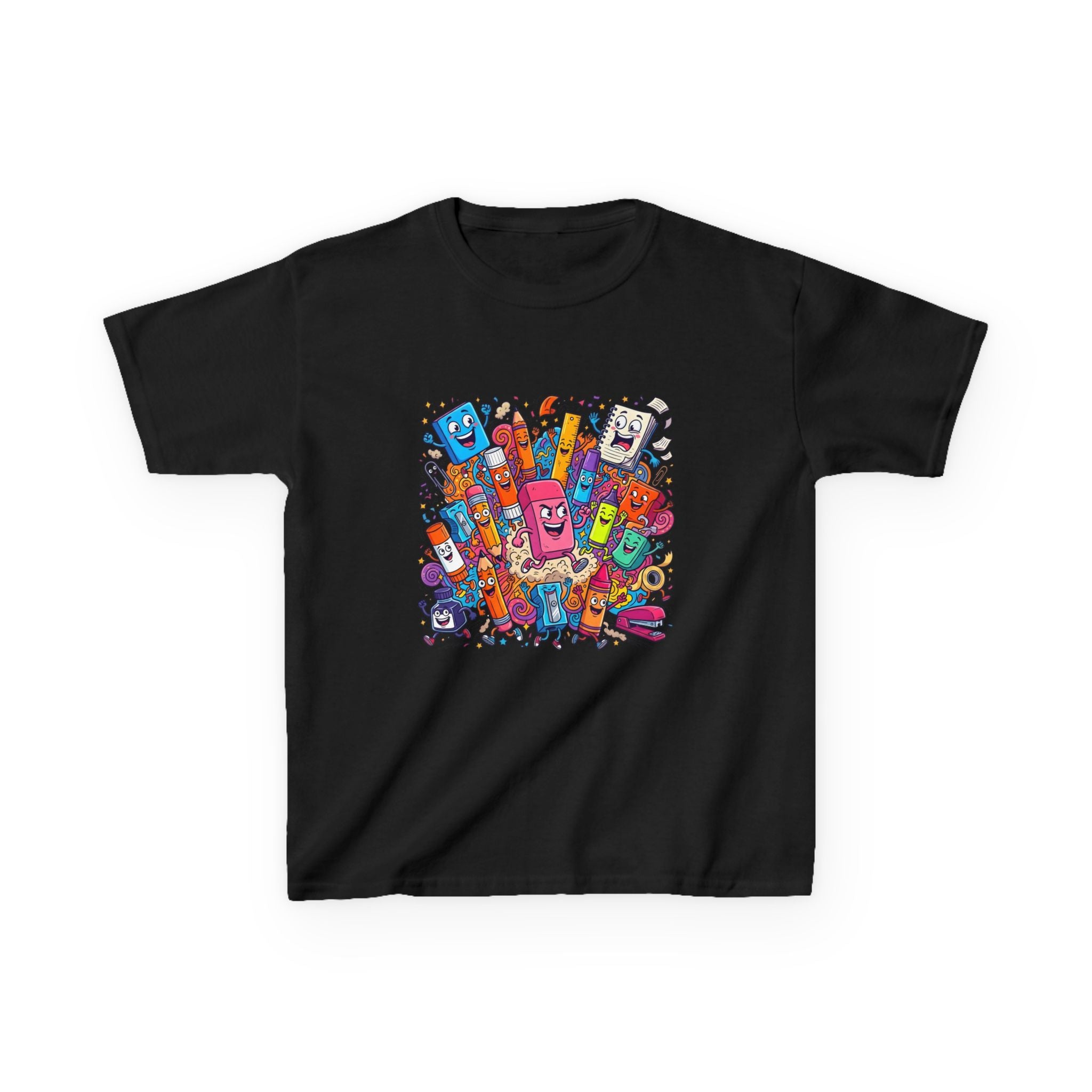 Kids T-Shirt - Cartoon School Supplies Doodle | Back to School