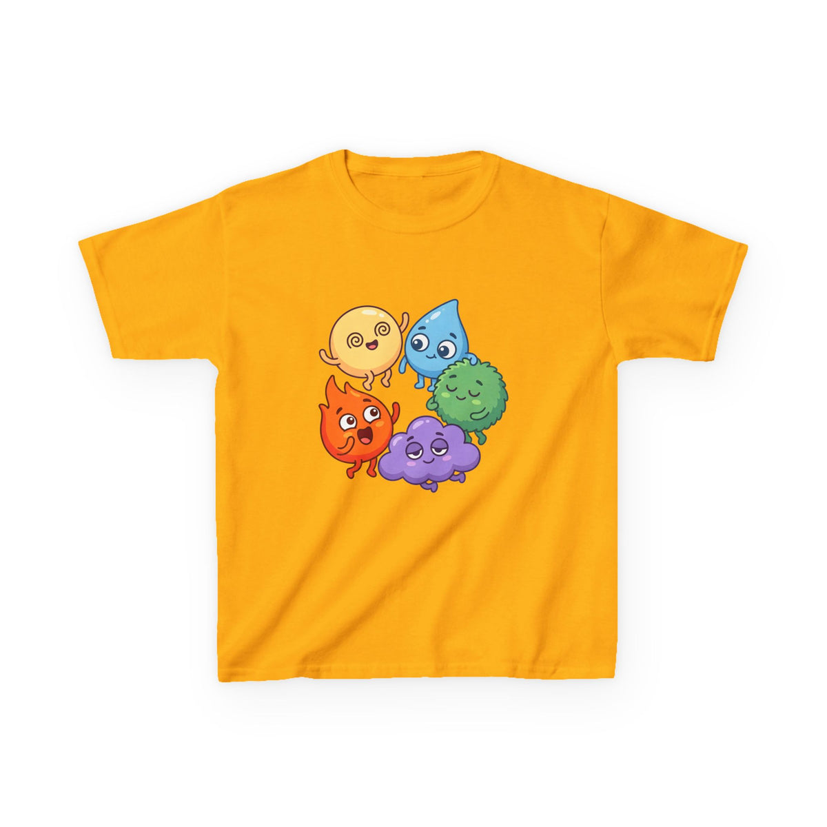 Kids Heavy Cotton Tee - Cute Whimsical Elemental Characters