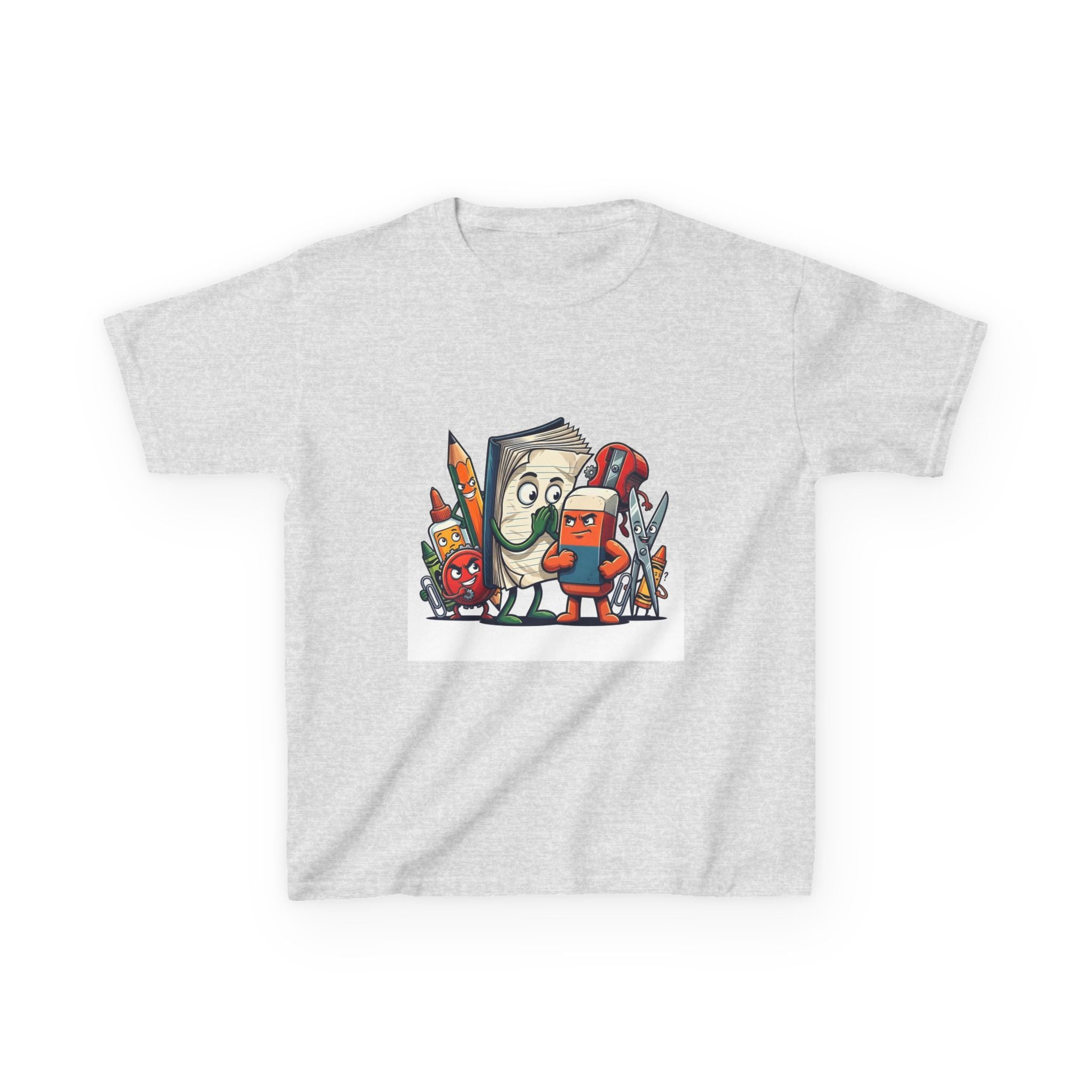 Kids Cartoon T-Shirt - Mischievous School Supplies & Stationery